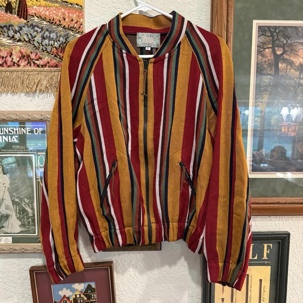 Vintage 80s/90s RARE Silverado Full Zip Serapo‎ Women’s Colorful Aztec Jacket XL